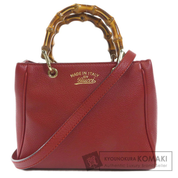 Gucci Handbags - Gucci Bamboo 2way Handbag Calfskin Red